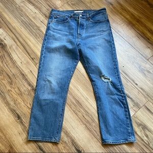 Levis Wedgie Straight Distressed Denim Jeans Button Fly 30